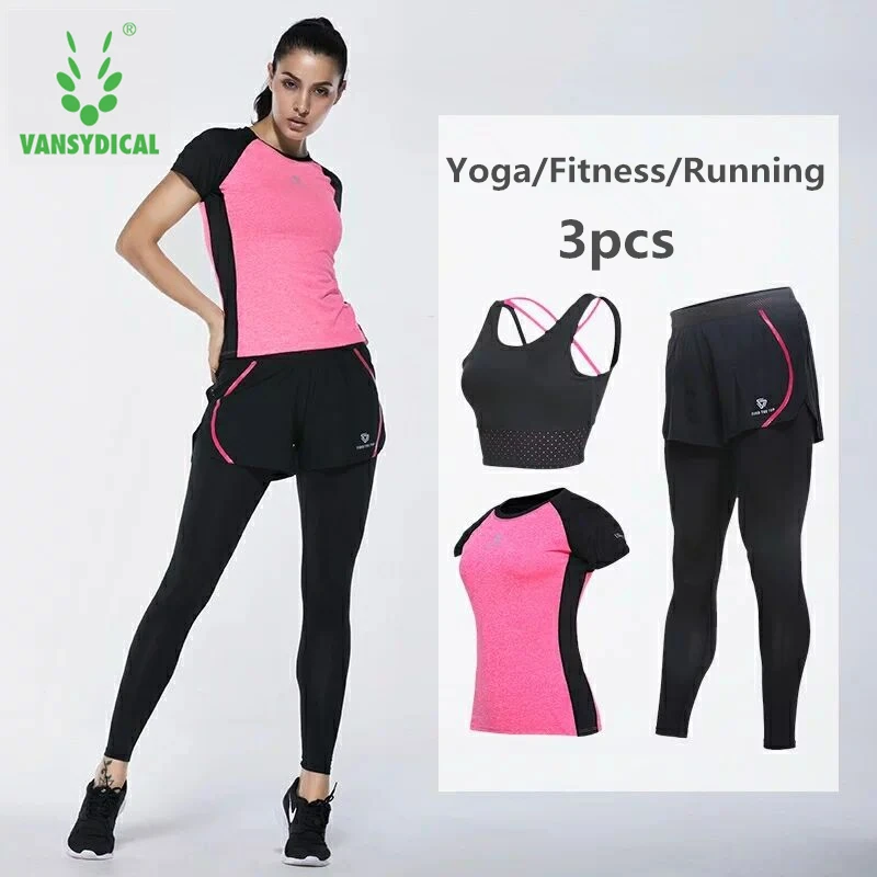 Vansydical Women's Sports Suits Fitness Yoga Sets Running Training
