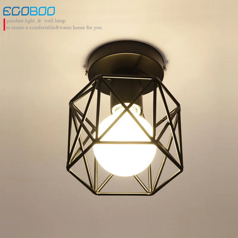 NEW Nordic creative black led ceiling lamp with E27 Socket fashionable iron restaurant balcony study corridor hall lighting