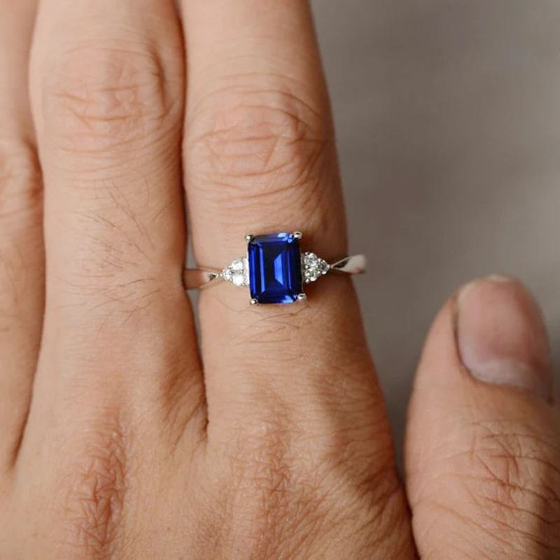 Трендовое голубое Радужное квадратное каменное большое кристаллическое кольцо женские обручальные кольца ювелирные изделия женские кольца на палец