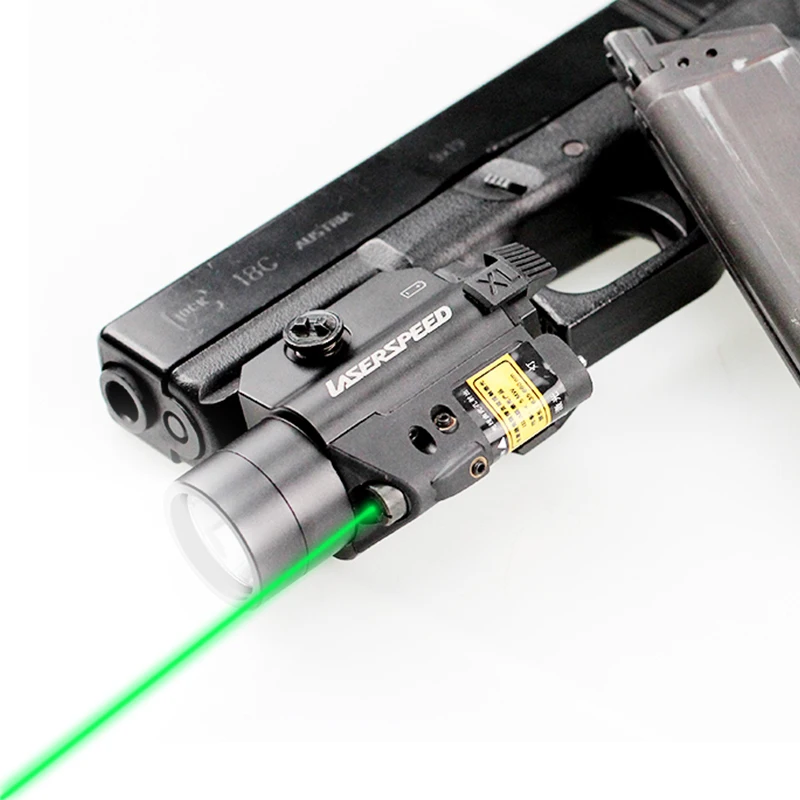 

2 in 1 Combo Tactical Green Laser Sight with 450LM LED Flashlight for Hunting Rifle and Pistol Glock 17 19 22