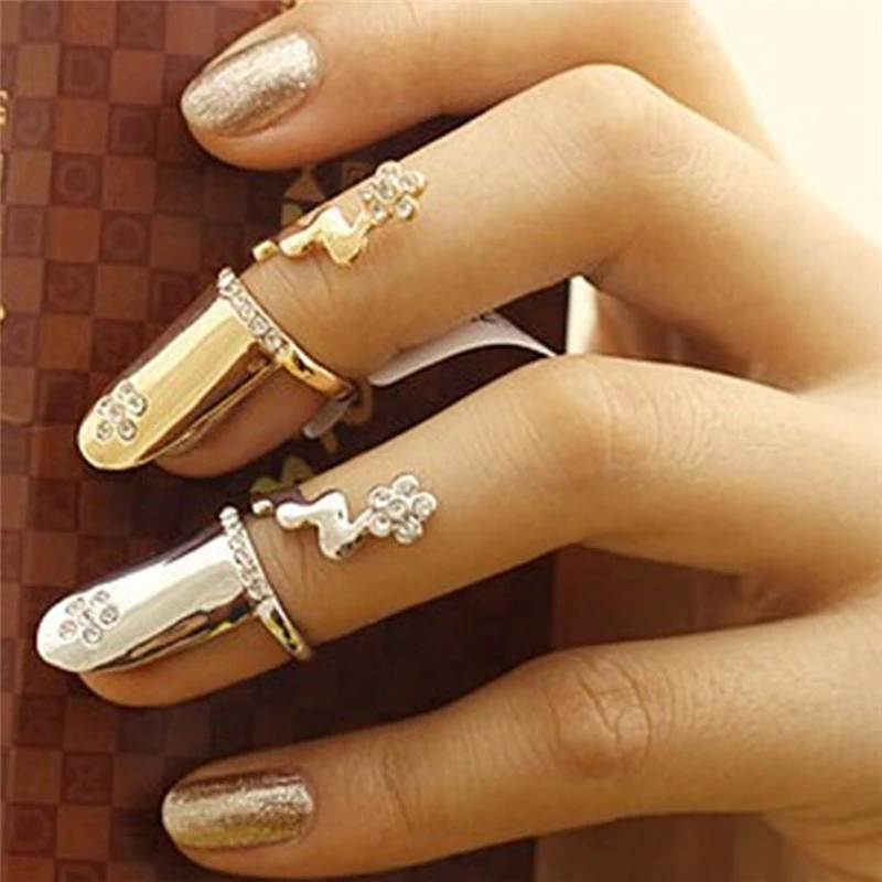 1PC New Fashion Creative Metallic Cute Finger Tip Nail Rings Women