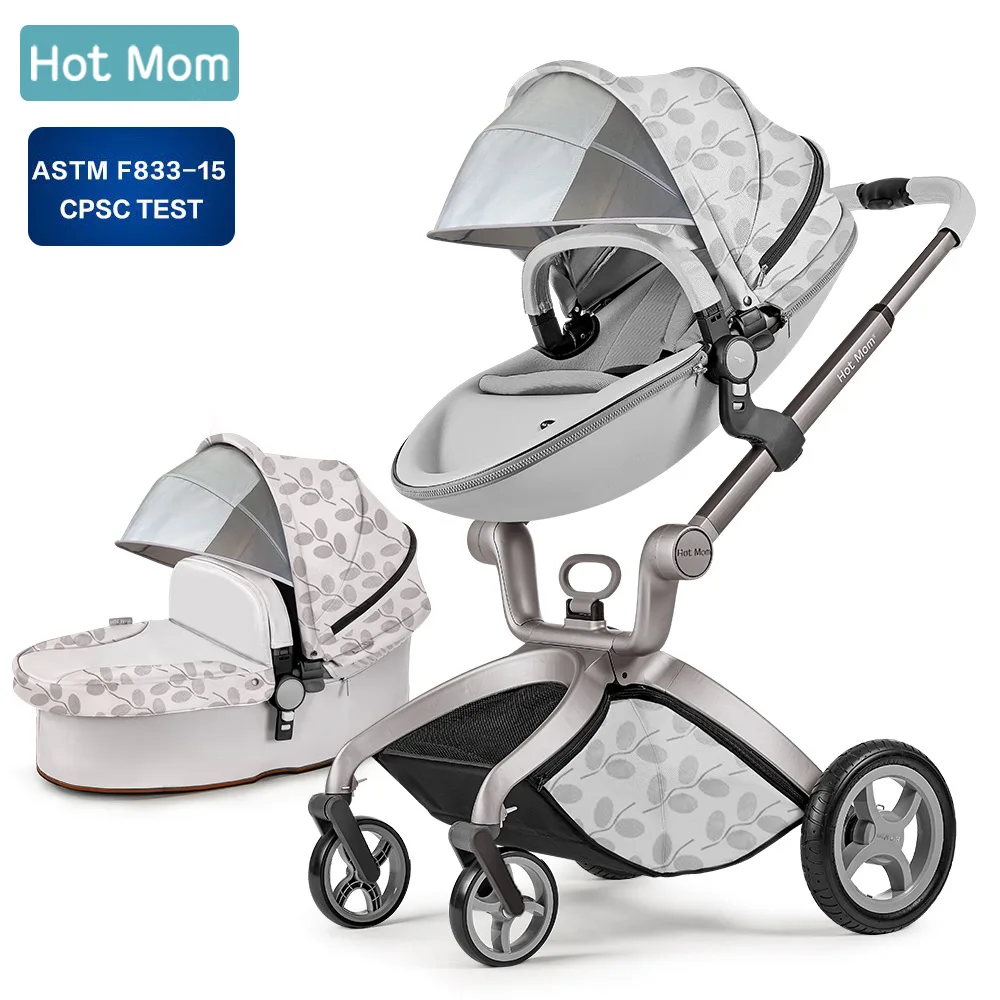Детская коляска 3 в 1, популярная туристическая система для мам, высокая прогулочная коляска с люлькой в, складная коляска для новорожденных, F22 - Цвет: F22-Grey Leaf