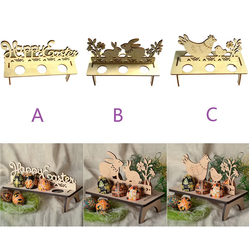 New Wooden Easter Egg Shelves for Easter Party Ornament DIY Letter Egg Stand Rack Rabbit Easter Decorations for home #25J07 (13)