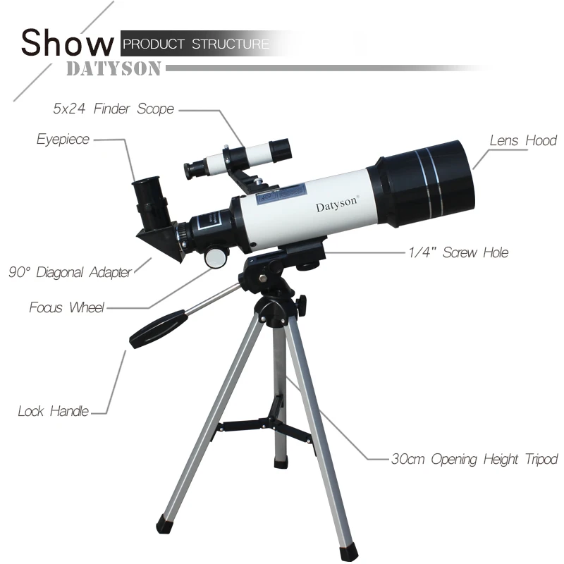 Datyson 20-200x 70 мм Калибр Монокуляр пространство астрономического телескопа 90 градусов Базовая версия с штатив