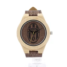 BOBOBIRD Unisex Retro Leather Fashion Bamboo Wooden Japan Movement Quartz With Genuine Cowhide Leather Band Casual