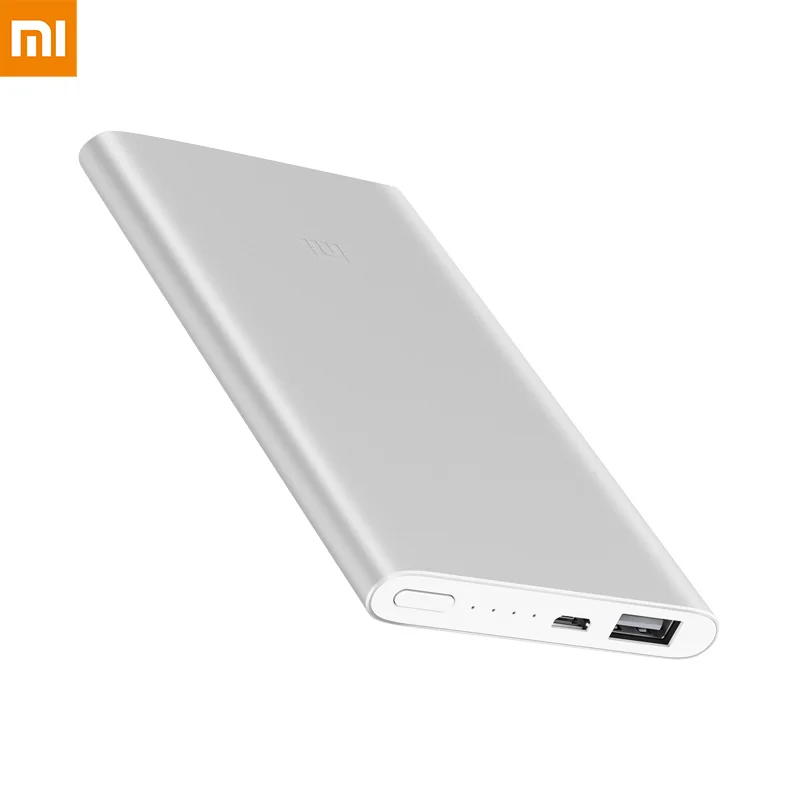 

Original Xiaomi Bank 2 5000mAh Portable Charger Slim Powerbank Alloy Metal Ultra Thin 5000 Li-polymer External Battery