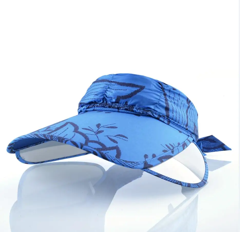 Шляпа женская летняя Гавайи Стиль принтом пляжные шапки женские открытый наружное выдвижной козырек Защита от солнца Кепки дамы многоцелевой летние шляпы - Цвет: Blue2