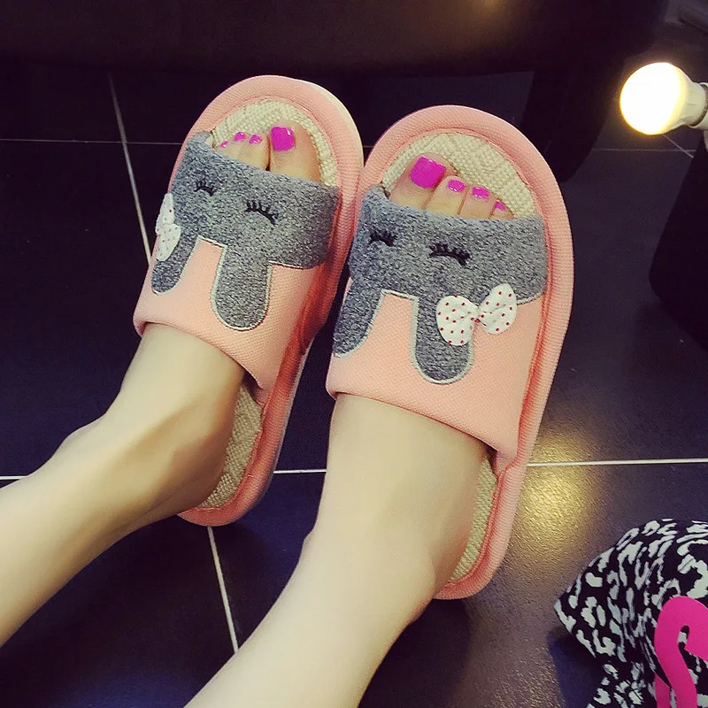 

150pcs/lot New Unisex Cartoon Slippers Shoes Unisex Men Women Spring Home Slippers Lovers Explosion Models Linen