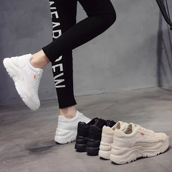

QWEDFsummer models female white students in the Spring and Autumn wild models breathable mesh sneakers girl Platform shoes B8-34