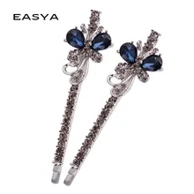 EASYA синий серый Стразы шпилька для волос со стразами в форме бабочки головные уборы аксессуары для волос ювелирные изделия сверкающие элегантные металлические заколки для волос