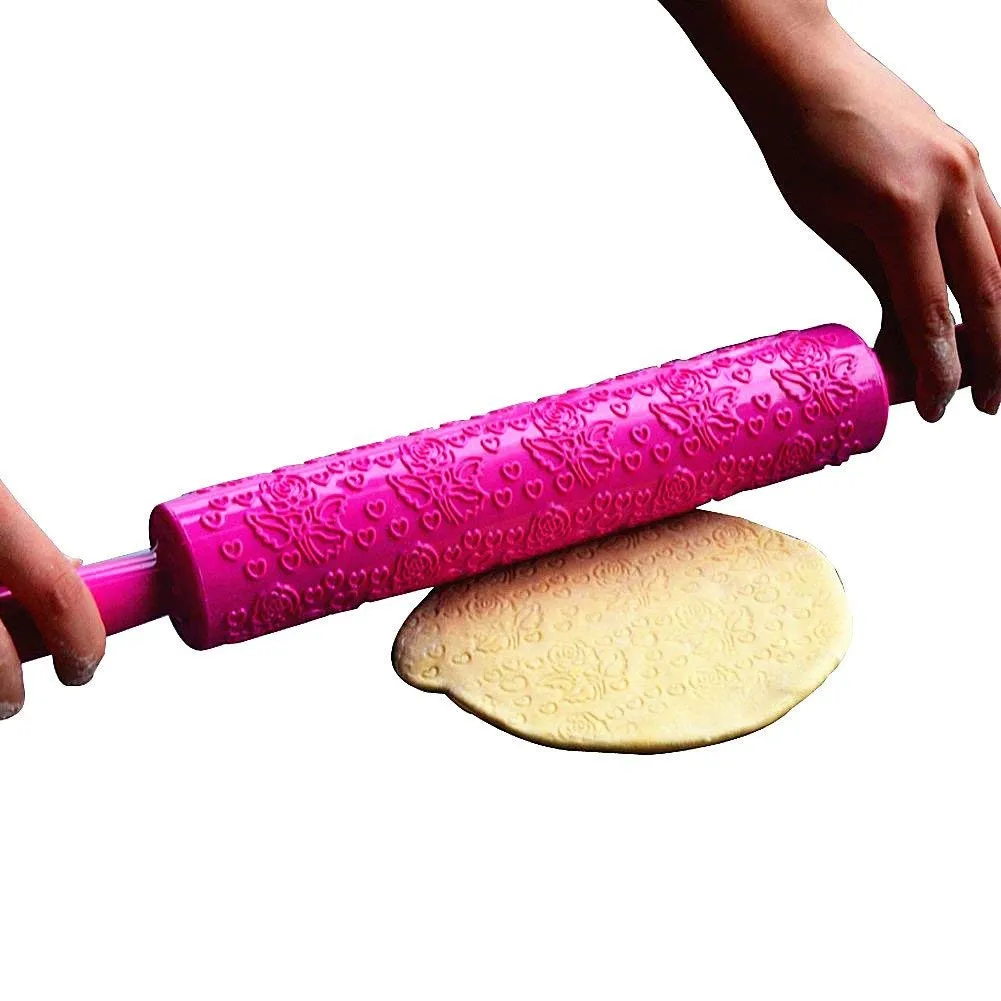 14 Pattern Rolling Pin Embossing Baking Pastry Cake Roller Decorating Mold Tool Cookie Dough Pastry Bakery Noodle Kitchen