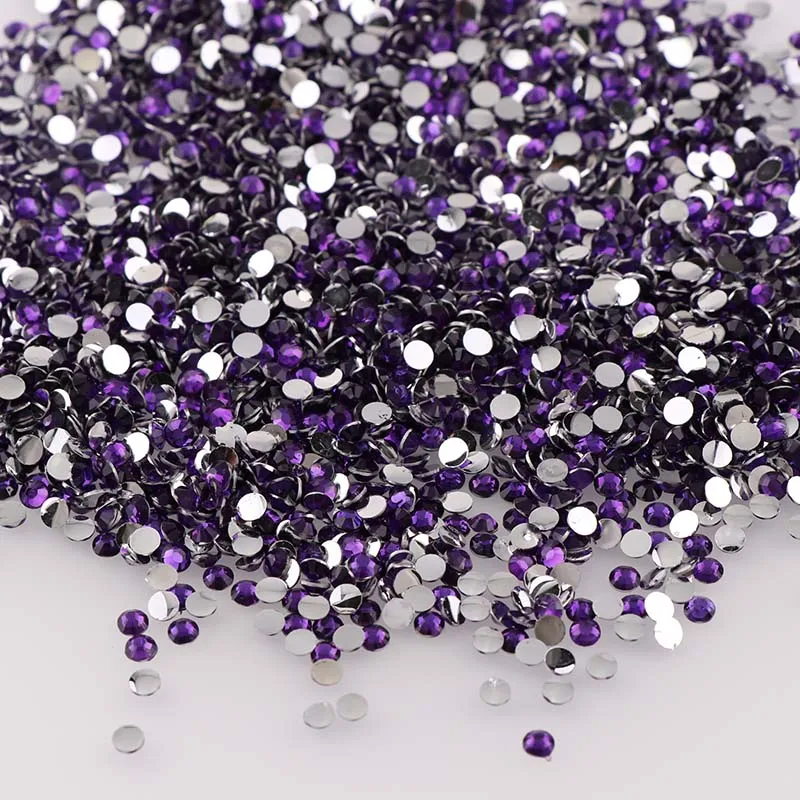 

Dark Purple 10000pcs 2mm/3mm/4mm/5mm Round Resin Flatback Rhinestones DIY Nail Art Phone Shoes Decorations