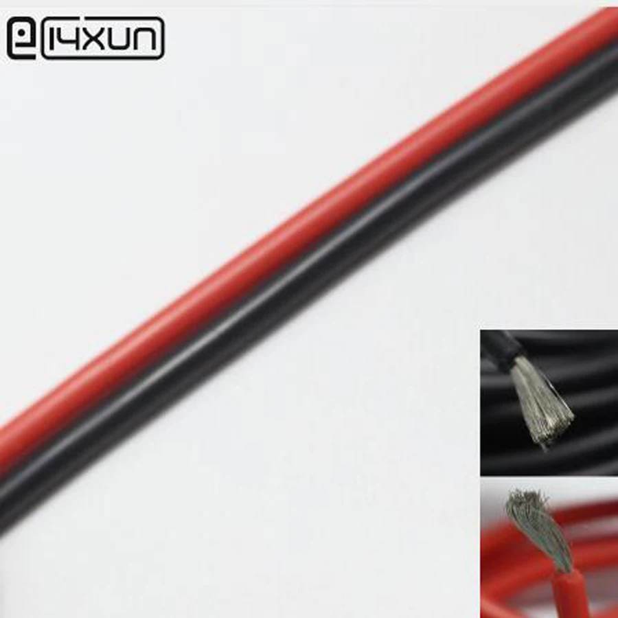 

1meter Red + 1metre Black Silicone Cable 13AWG 14AWG 15AWG 16AWG 18AWG 20AWG 22AWG 30AWG Heatproof Soft Silicone Silica Gel Wire