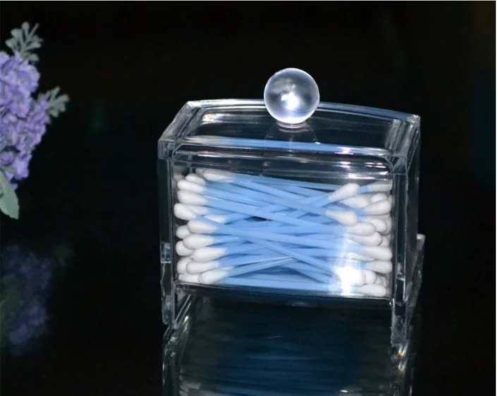 Zeegle Transparent Cotton Swabs Storage Box Clear Acrylic Cotton Swab Q