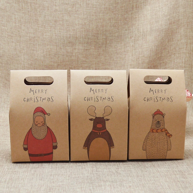 5Pcs Candy Present Bag Christmas Paper Bag Box Xmas Party Holiday Cookies Candy Present Bag