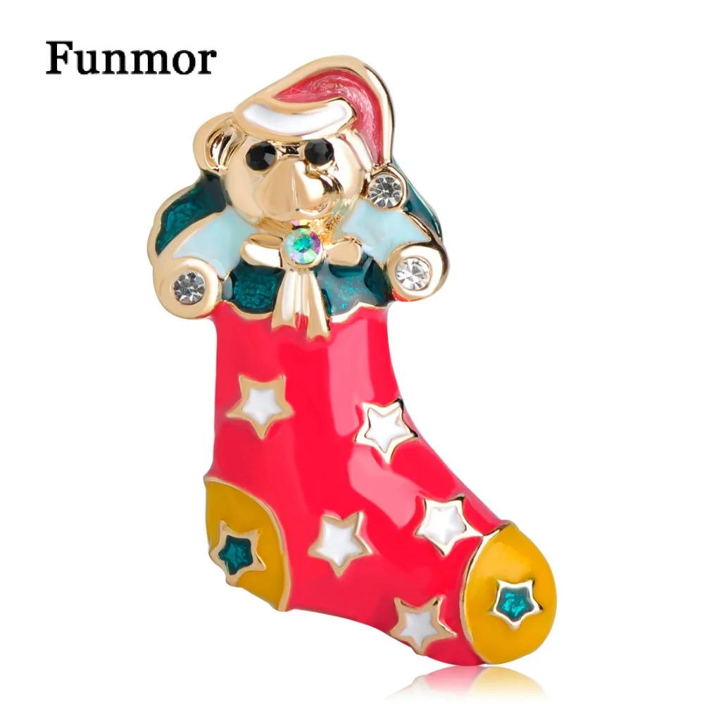 Funmor/милые эмалевые шармы в виде медведей кукла чулок броши для женщин и детей
