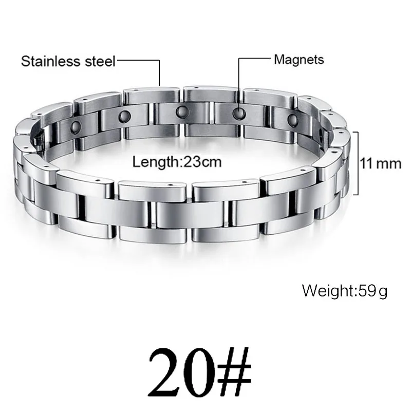 Для женщин и мужчин, забота о здоровье, германий, магнитный браслет для артрита и карпального туннеля, 316L, нержавеющая сталь, терапевтические браслеты - Окраска металла: White 20