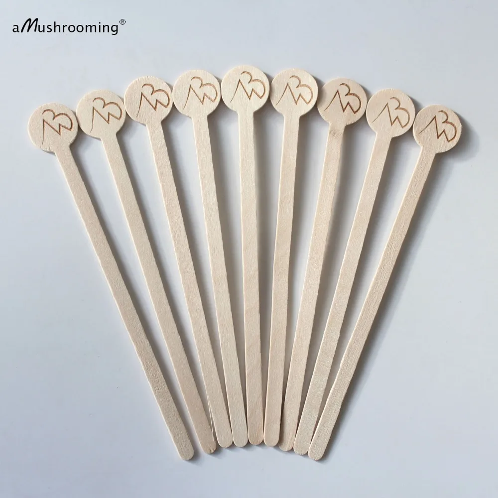 

100 Personalized Natural Wooden Drink Stirrers Custom Engrave Beverage Swizzle Sticks Party Cafe Bar Cocktail Picks with Logo