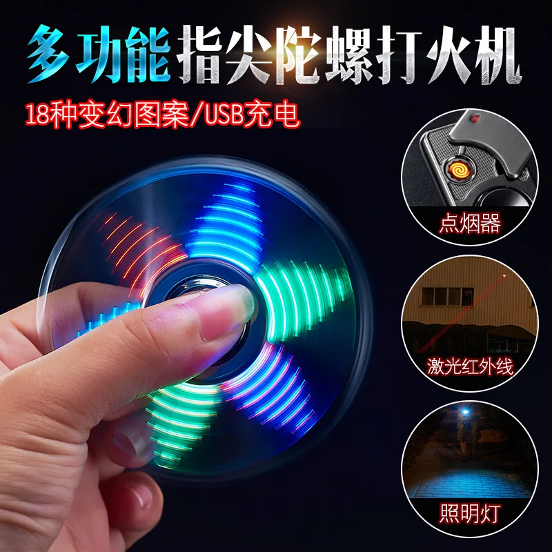

Luminous Spinner Metal Fidget Hand Spinner Top Spinners Stress USB Charging Lighters Fingertip Gyro Cigarette Accessorie Gift E