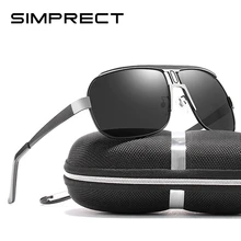 SIMPRECT Пилот Солнцезащитные очки Мужские поляризационные UV400 высокого качества металлические Модные солнцезащитные очки для вождения Ретро квадратные брендовые солнцезащитные очки