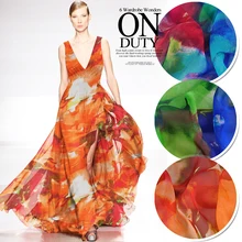 1 метр шифоновая ткань с принтом для шитья чистый шелк тутового шелкопряда Ширина 51 дюймов ткань tissu граффити Сделай Сам пэчворк 1824