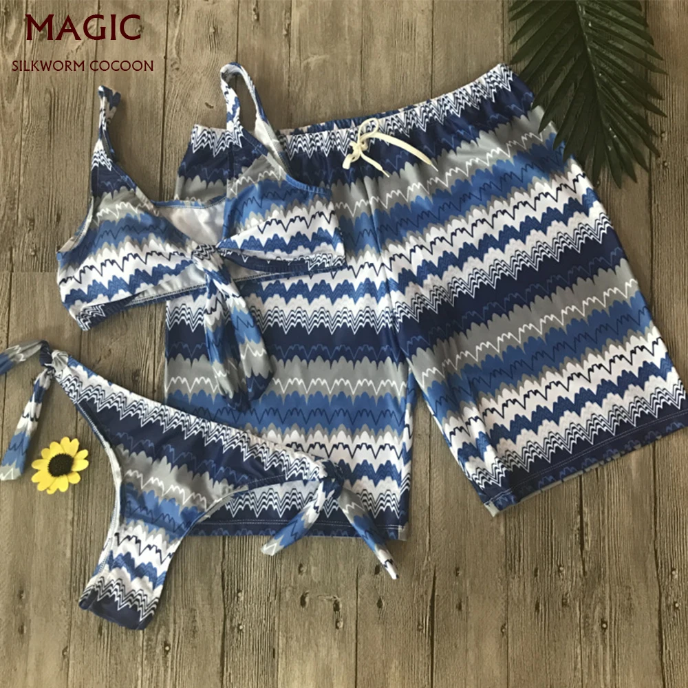 

Couple beach swimwear, ladies bikini suit, men's beach pants, spa beach vacation swimsuit