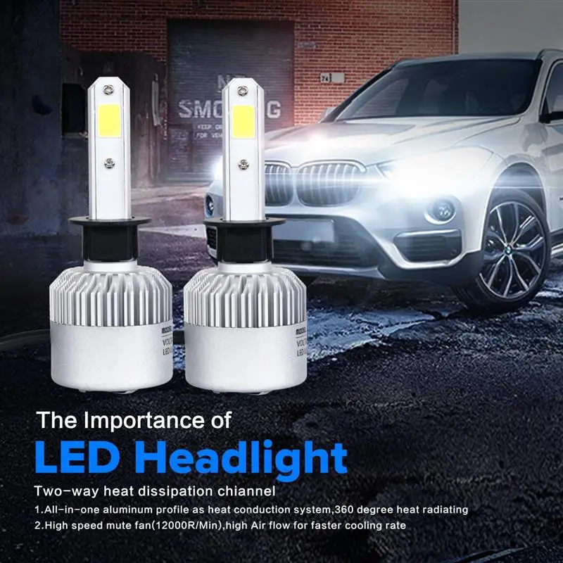 

A Pair H1 Single Beam COB LED Car Headlight Bulbs 72W 8000lm 6500K All-in-one Auto Front Bulbs Headlamp Fog Light 12V