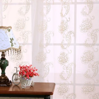 

Cotton Embroidered Voile Curtains For Bedroom Tulle Curtain Living Room Window Treatments Sheer Decoration