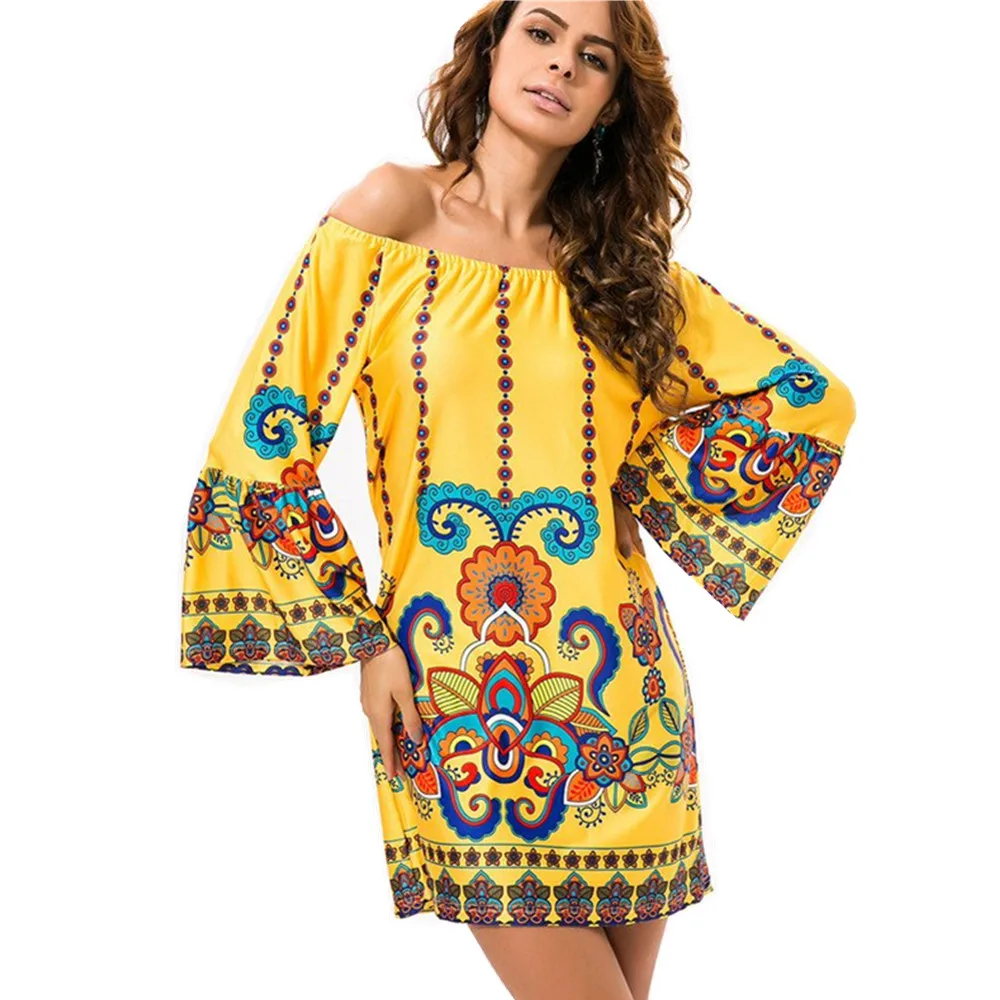 Bohemian Print Dresses Vestidos De Festa Robe Off