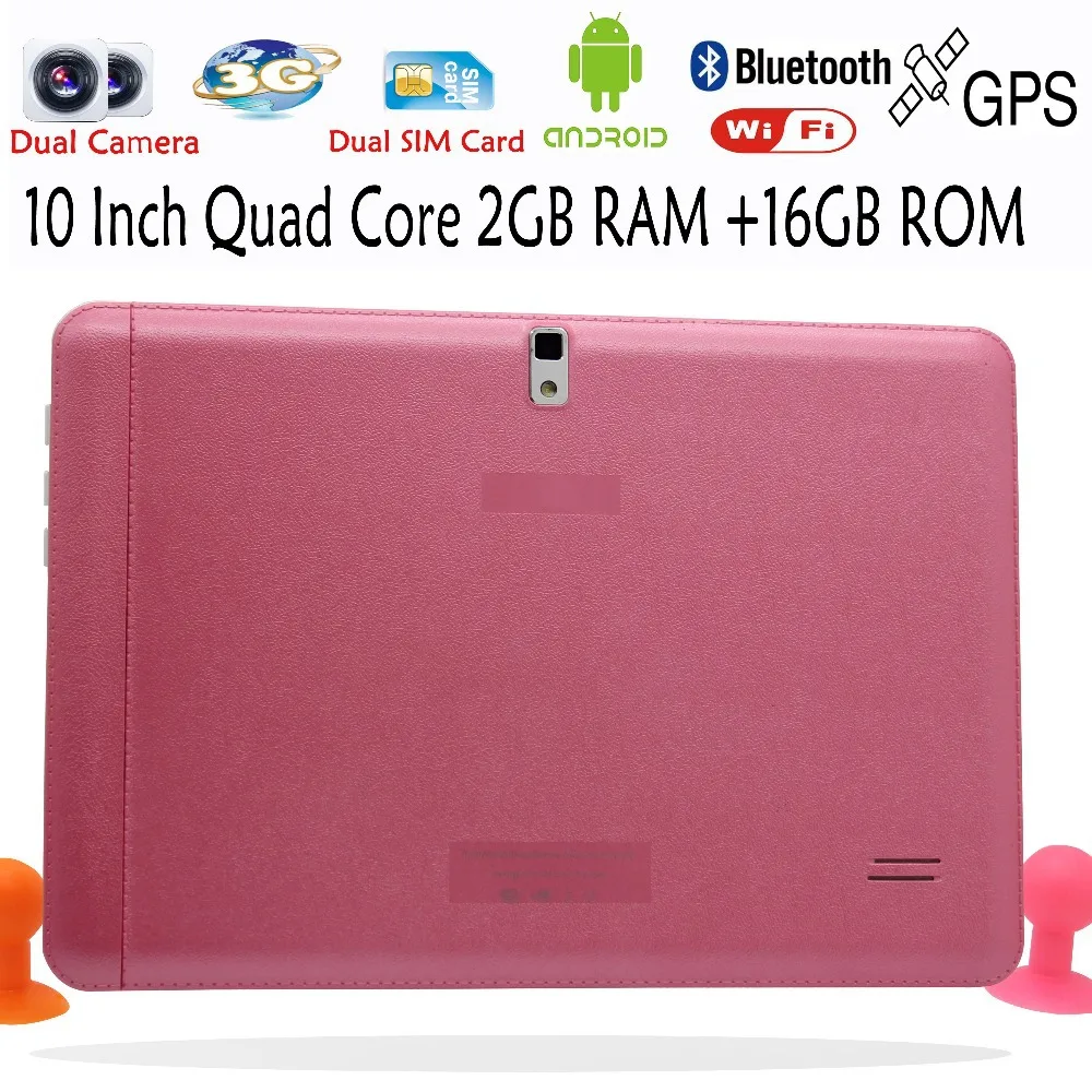  10 Inch 2GB 16GB Quad Core Tablet Pc Dual Camera Dual SIM Card 3G Phone Call Pad Pc 2G+16G Pink Edition Gift For Lady and Girls 