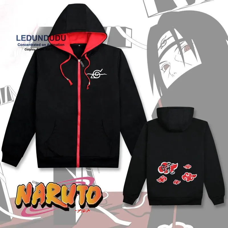 Naruto Akatsuki Cosplay Pullover Sweatshirt Hoodie Cloud Printed Red Jacket