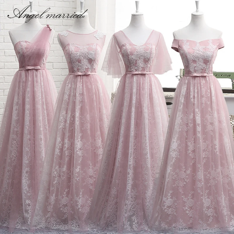 

Angel married simple bridesmaid dresses 4 style appliques wedding party dress junior wedding guest gown vestido de festa