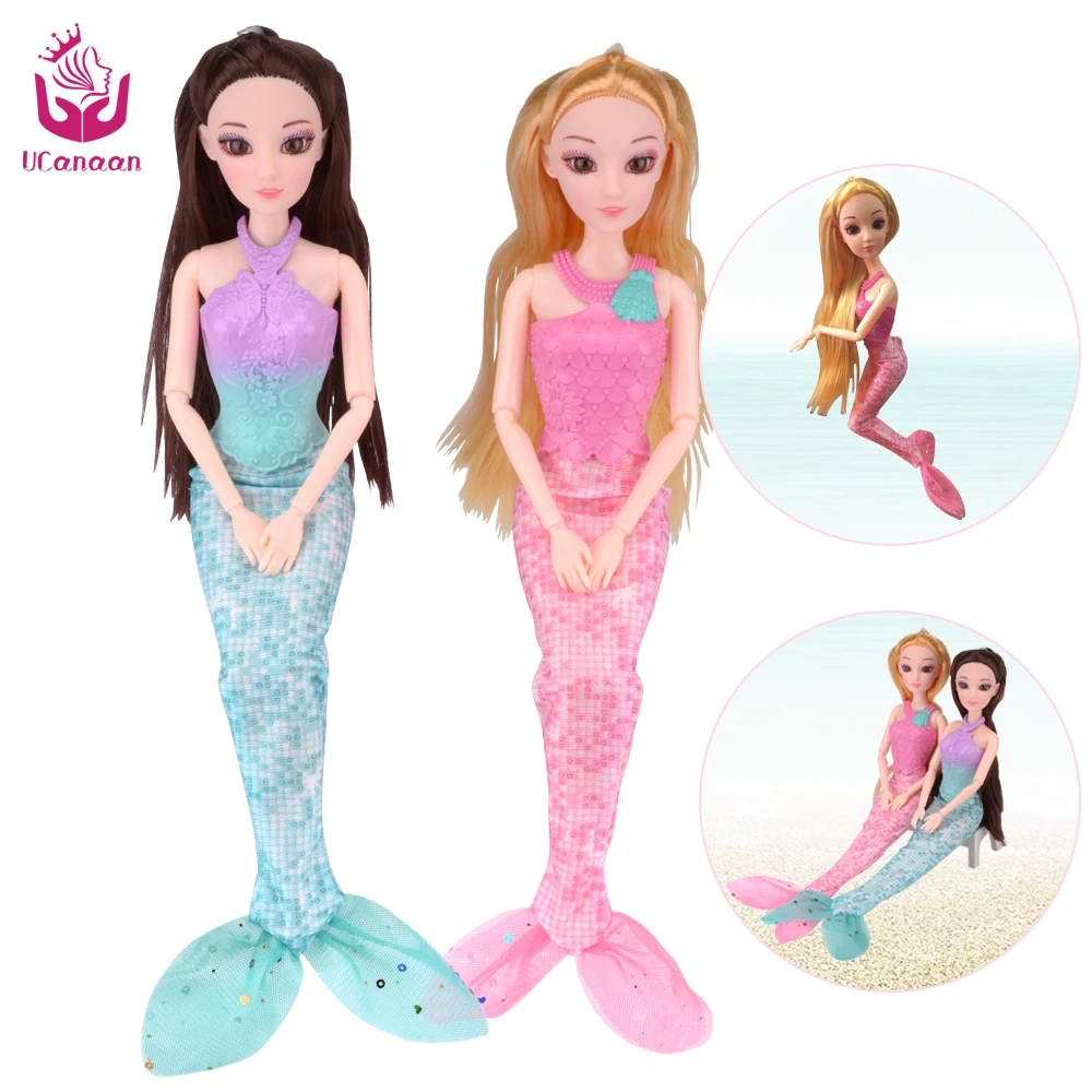

UCanaan Meimaid Dolls with 20 Accessories Fashion Clothes Dresses Doll Toy Long Thick Hair Joint Body Christmas Blyth Lepin