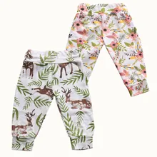 Детские штаны для новорожденных; одежда для маленьких мальчиков и девочек; модные хлопковые длинные штаны-шаровары с принтом и высокой талией; леггинсы; брюки