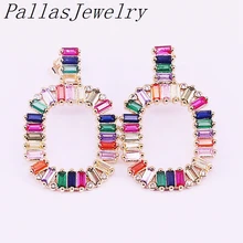 4 пары Новые микро проложить Радуга циркония женские серьги Нежный CZ цвет яркая подвеска золотистого цвета ювелирные изделия