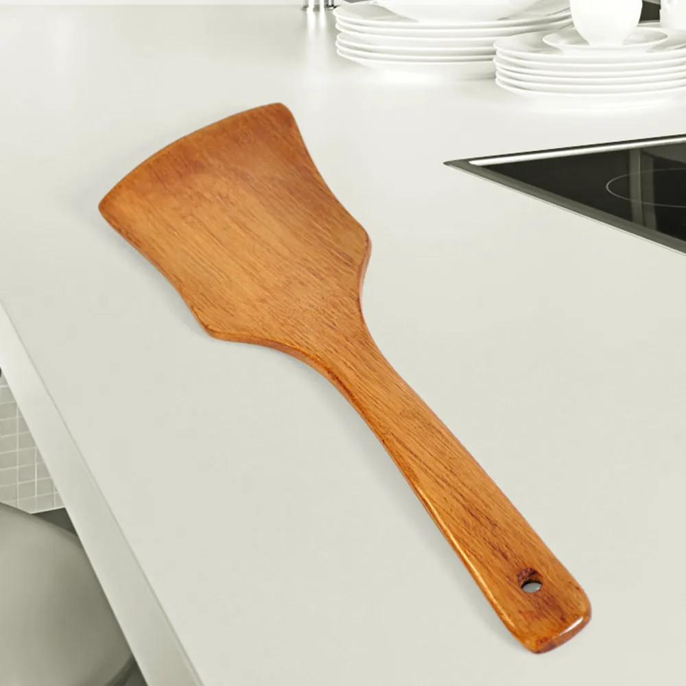 

1Pcs Wooden Spatula Long Wooden Cooking Rice Spatula Scoop Kitchen Utensil Non-stick Hand Wok Shovel