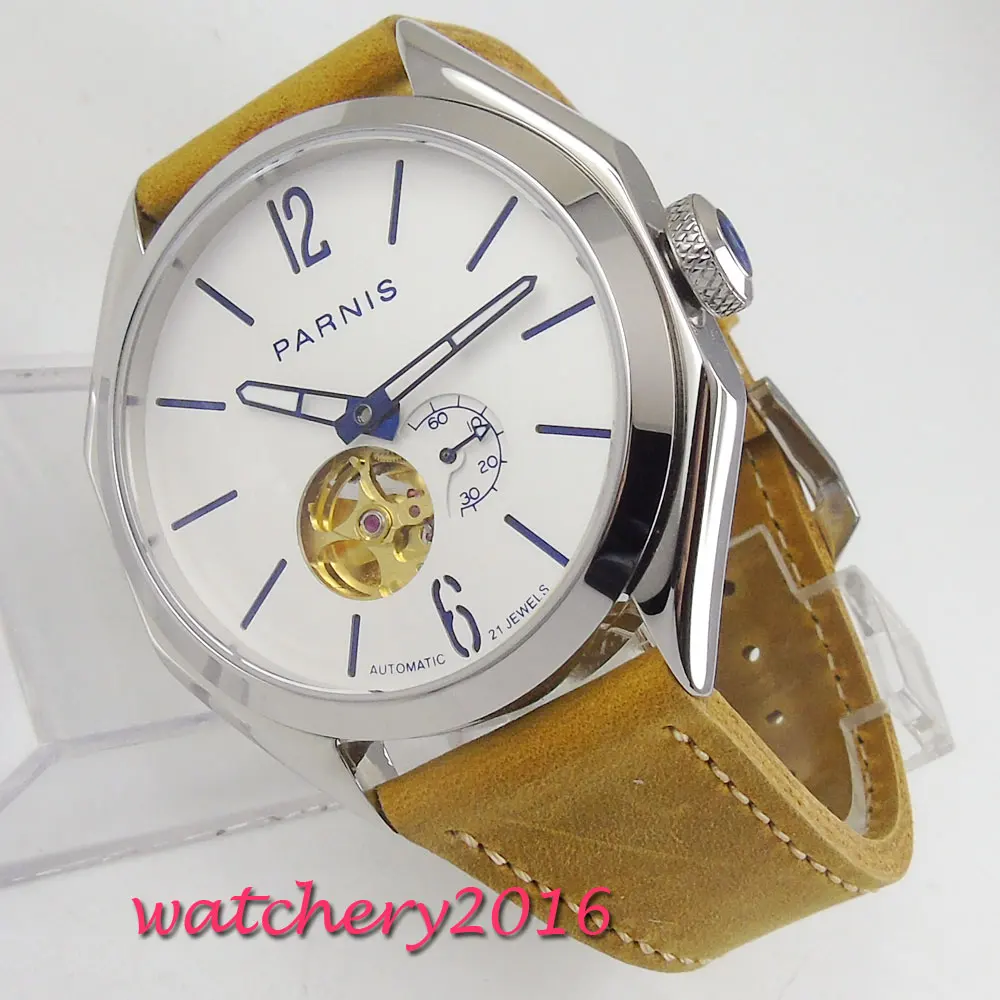 

Parnis 43mm Mechanical Watches Sapphire Crystal Man Watch 2019 Diver Watch Automatic relogio masculino White Dial Luxury Watch