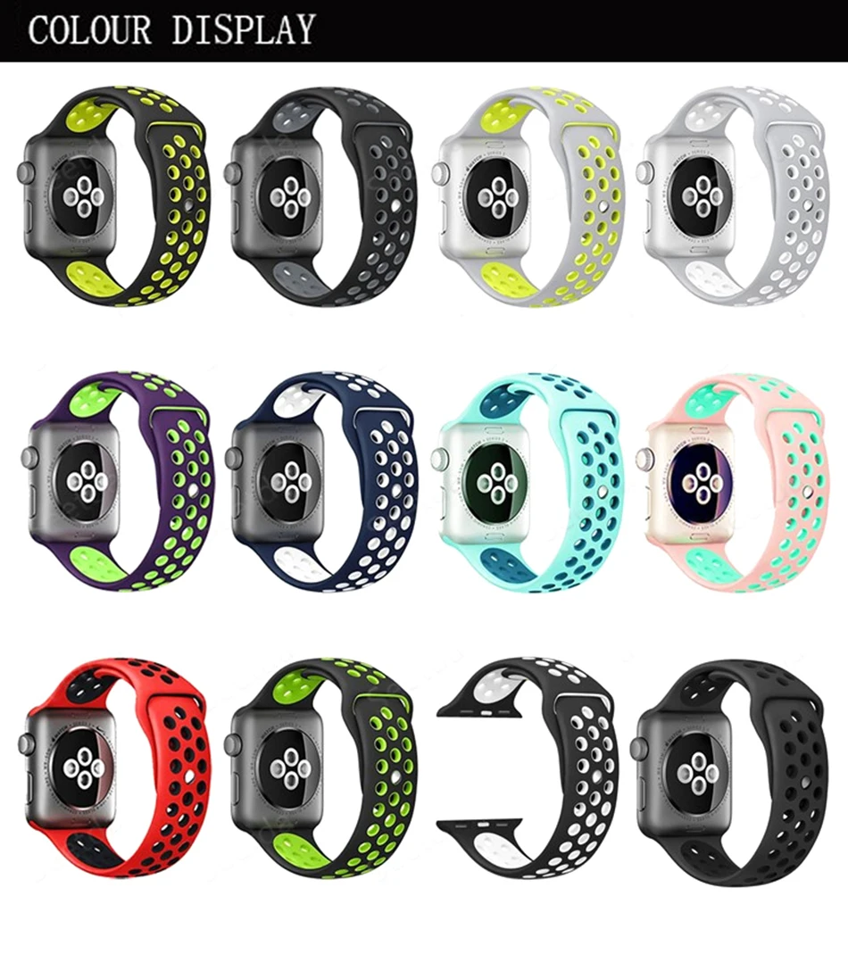 Для Apple Watch, версии 3, 2, 1 ремешок спортивный браслет силиконовый ремешок 42 мм, 38 мм, браслет из нержавеющей стали Смарт-часы напульсник Для мужчин Для женщин ремень резиновый наручных часов iWatch, ремешок