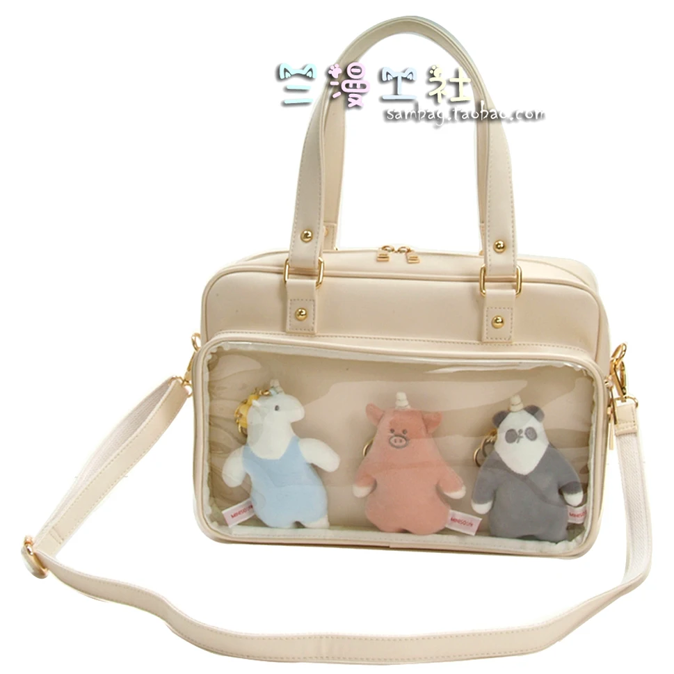 

Harajuku Japanese Lolita Transparent JK Uniform Itabag Double-sided Shoulder Bag Handbag Cosplay Student Messenger Bag 4Colors
