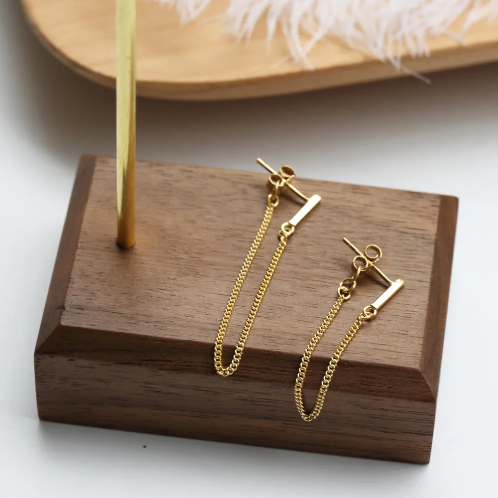 

S925 sterling silver earrings fashion gold chain tassel long drop earrings irregular sweet wild female girls silver ear jewelry