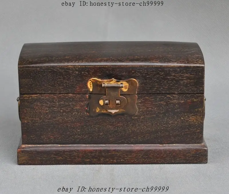 

8" Antiques Old China Rosewood Wood Pure Hand-Carved Jewelry boxes Treasure Box