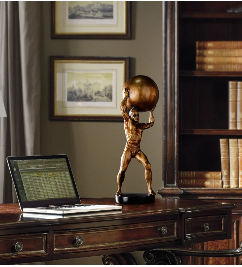 52 см высокая скульптура домашняя смола для мебели статуя ремесла креативный бодибилдер сильный человек Держа Мяч статуетка с узором