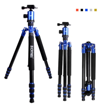 

DHL Free Shipping Zomei Z888 DSLR Camera Tripod Monopod & Ball Head Quick Release Plate Reversible Centre Axis With Case Blue