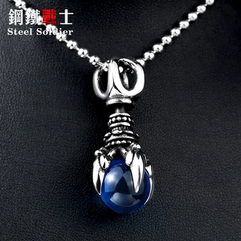 

Steel soldier exquisite stainless steel claw stone pendant red black blue stone pendant jewelry