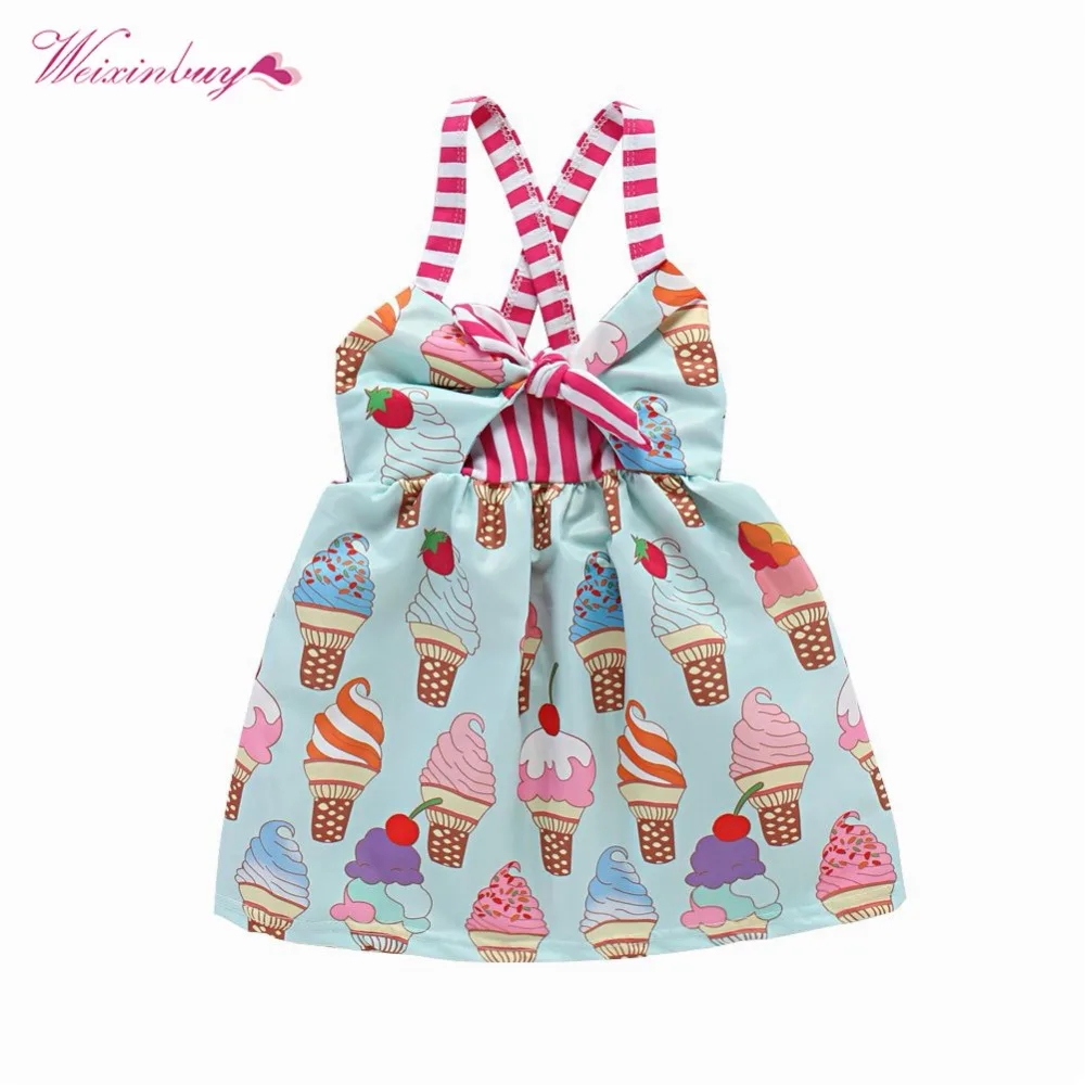 

Dress Children Cotton Summer Ice Cream Print Harness Dress High Quality Kids Girls Dress