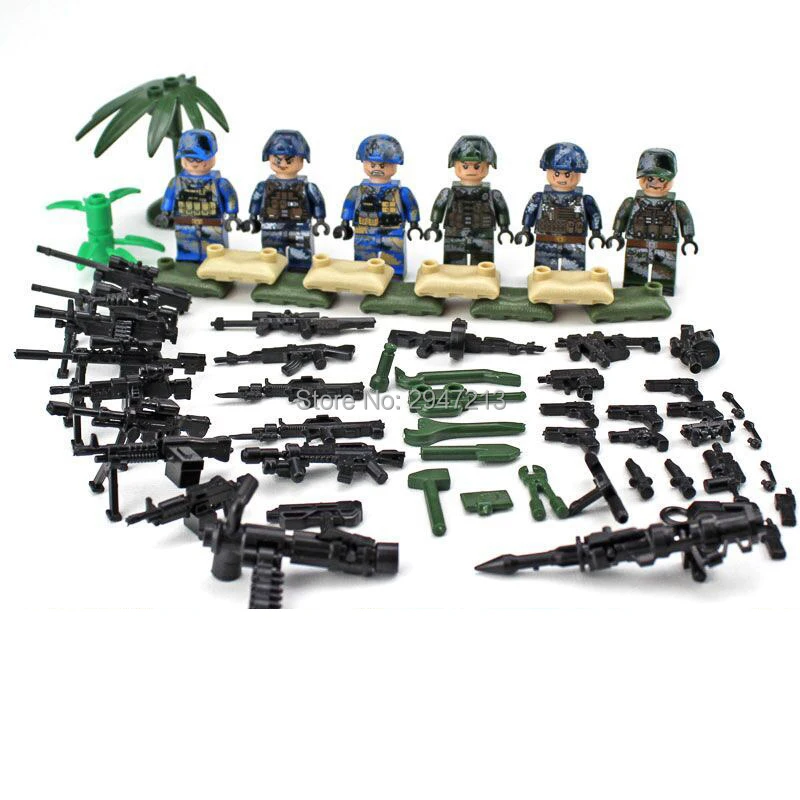 

6 PZ compatible LegoINGlys military ww2 Jedi survival Soldier battle Building Blocks mini Weapon figures brick educational toys