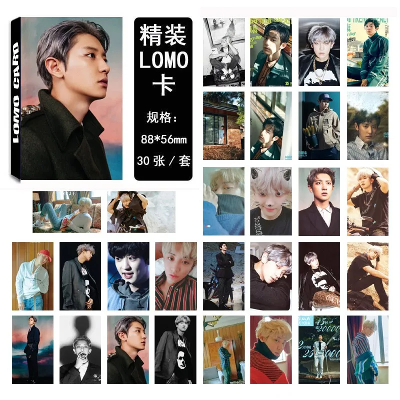

PCMOS 30pcs/set Korea Hip Hop Photocard EXO CHANYEOL Lomo Card EXO fans Readings Card Books EXO LOMO Card Poster Card
