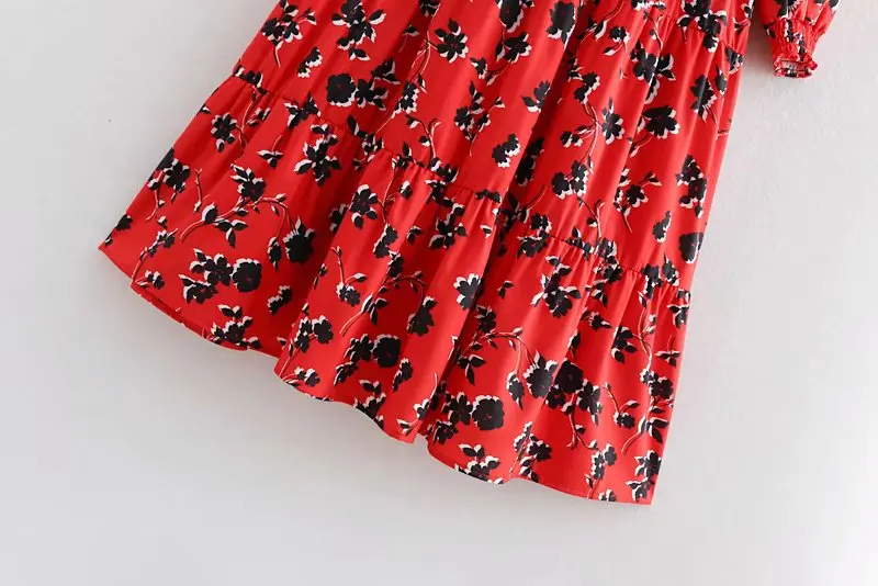 Женское модное Красное длинное платье с цветочным принтом, женское плиссированное платье с круглым вырезом, большие качели, шикарные платья, ретро бренд, Платья для вечеринок DS1897