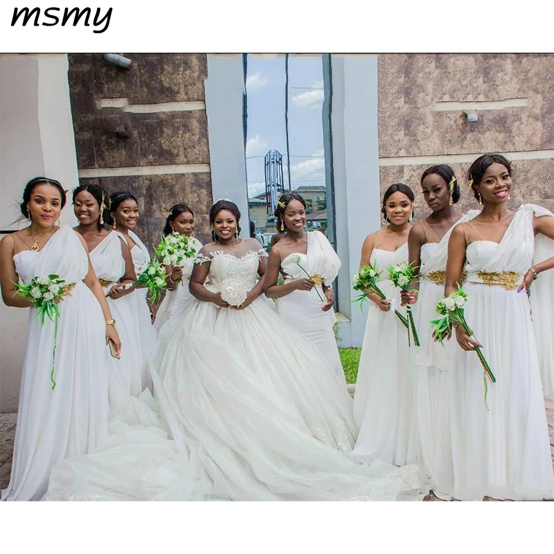 Южноафриканские шифоновые длинные свадебные платья для гостей 2019 трапециевидные Элегантные платья большого размера для подружек невесты