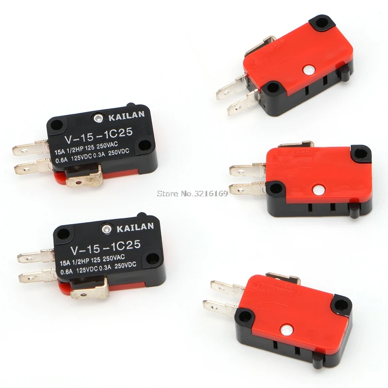 

For 5 Pcs Micro Limit Switch V-15-1C25 Roller Lever Snap Action 250V 16A Safety Promotion